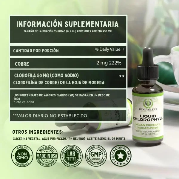BENEVOLENT | CLOROFILA LIQUIDA - BIENESTAR NATURAL Y LIMPIEZA INTERNA